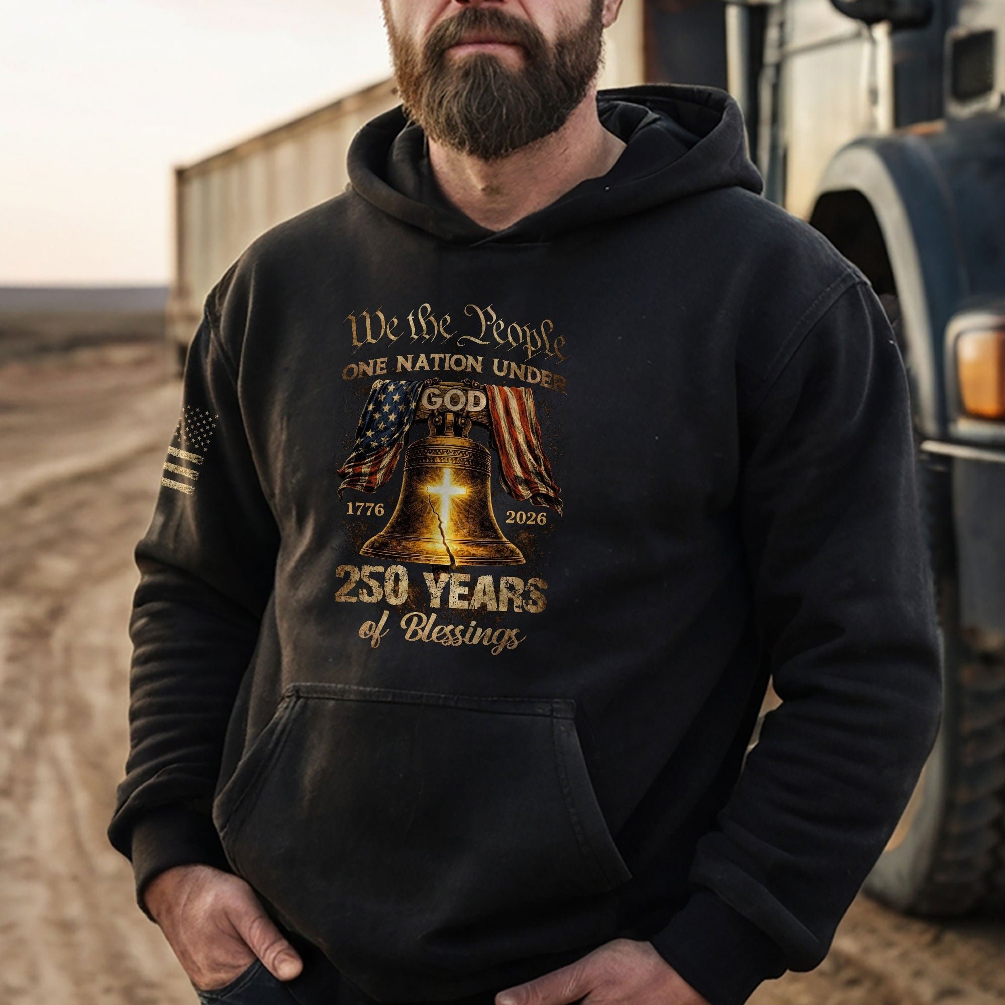 USA 250th Anniversary Hoodie 1776-2026 One Nation Under God We The People Liberty Bell