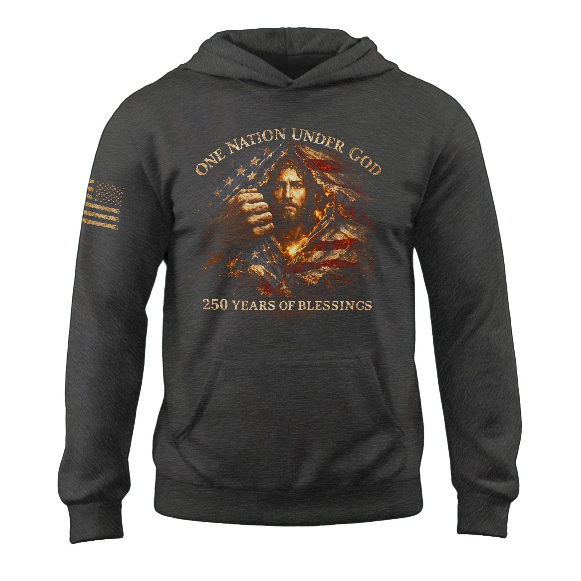 USA 250th Anniversary Hoodie 1776-2026 Jesus Christ American Flag Design