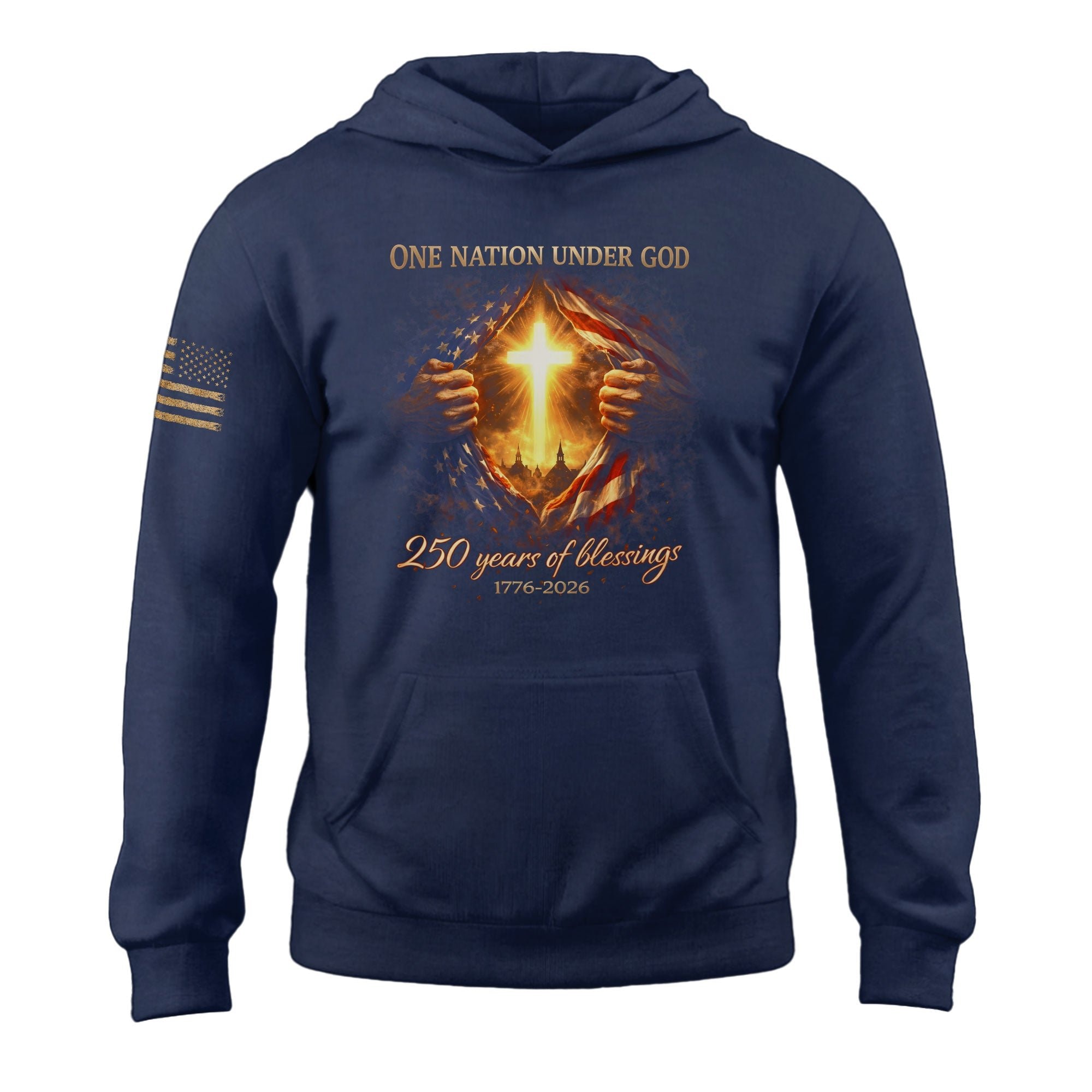 USA 250th Anniversary Semiquincentennial Hoodie 1776-2026 Jesus American Flag Christian Patriotic