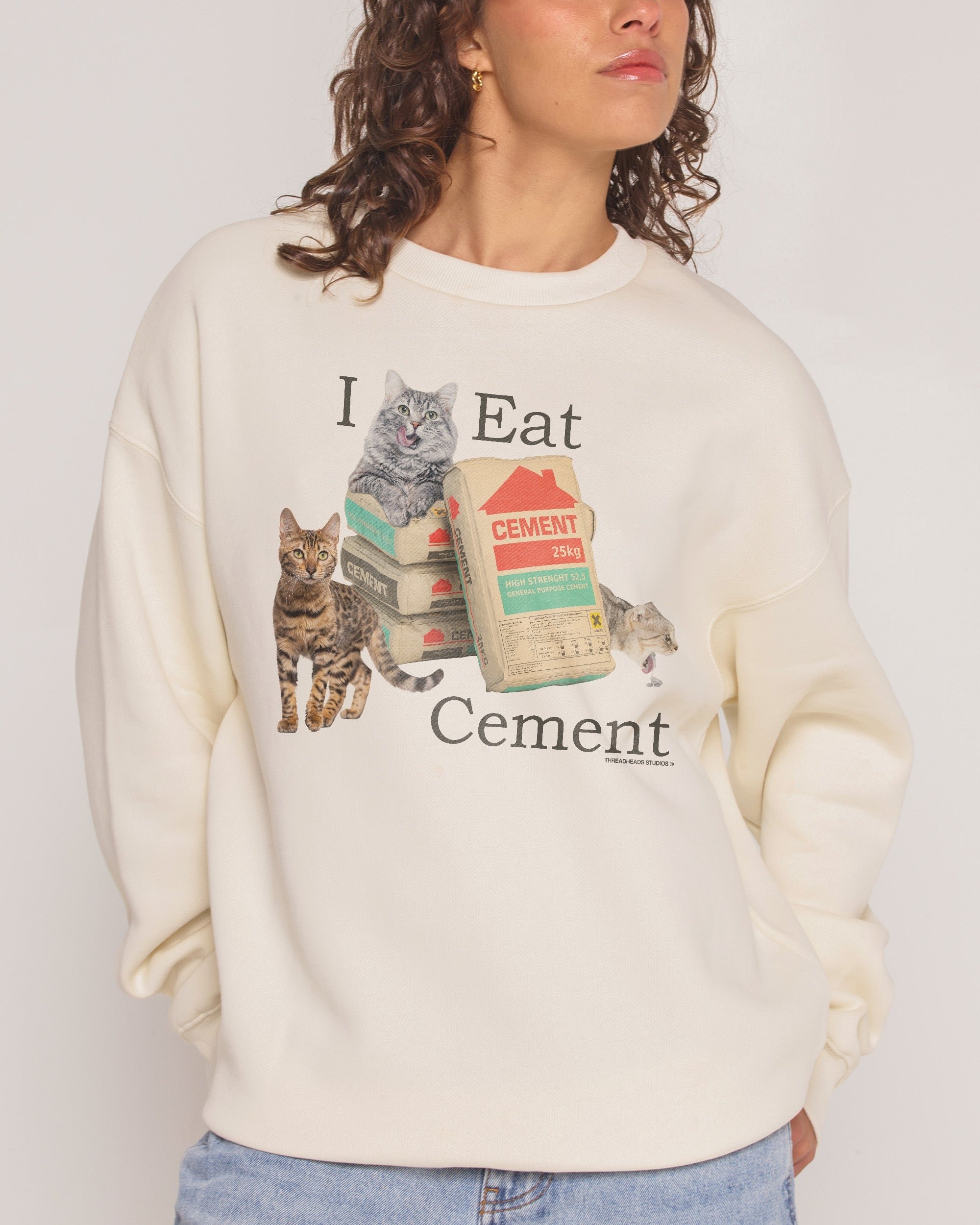 I Eat Cement Unisex Graphic Sweatshirt - Premium 340gsm Cotton Poly Blend