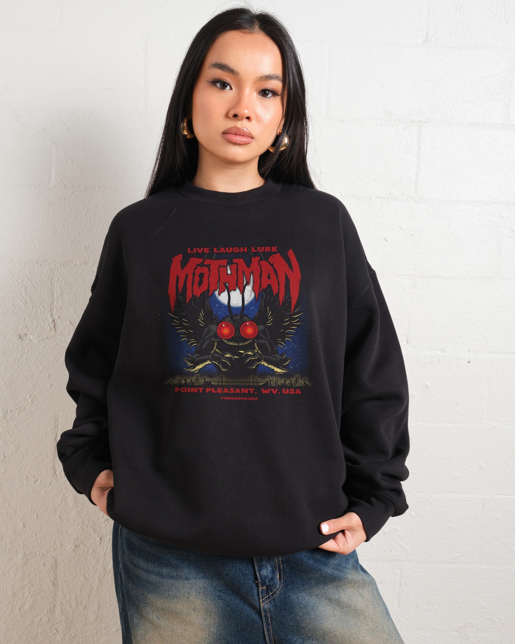 Mothman Live Laugh Lurk Unisex Sweatshirt - Premium 80% Cotton 340gsm
