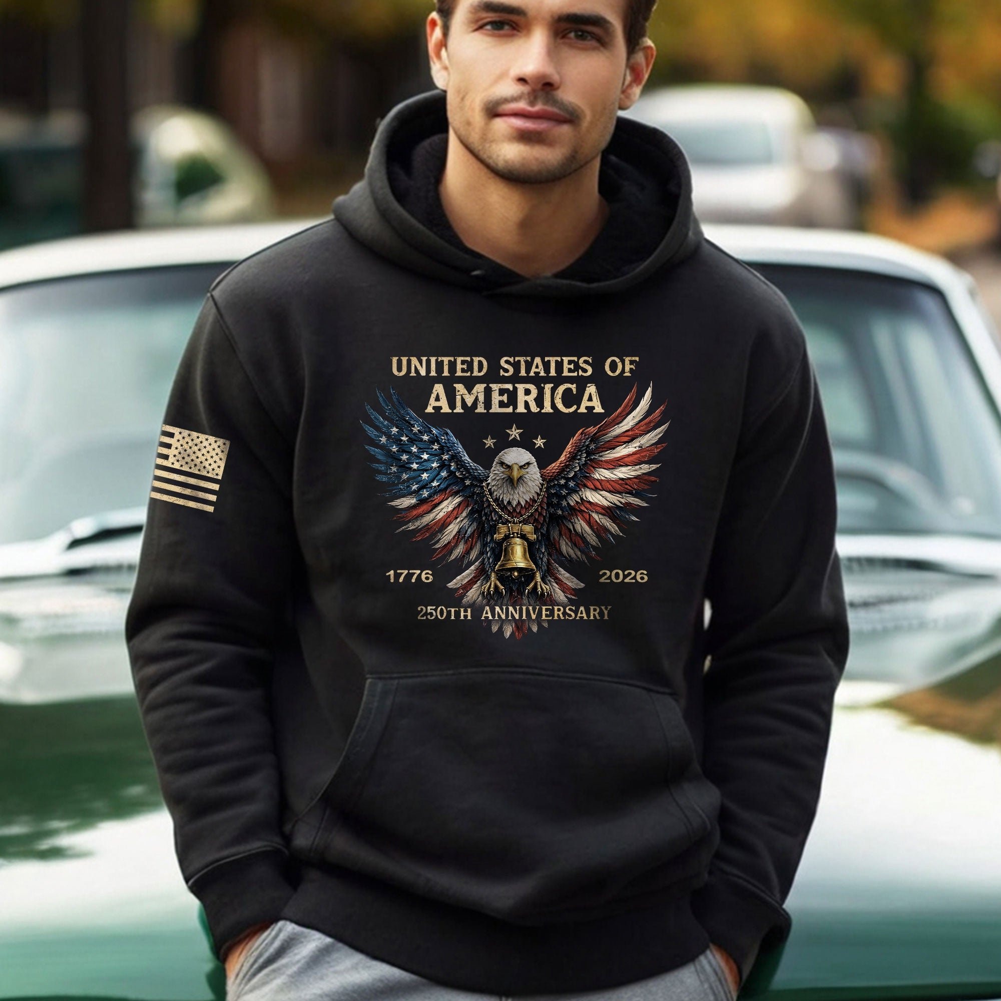 250th Anniversary USA Hoodie 1776-2026 Vintage American Heritage