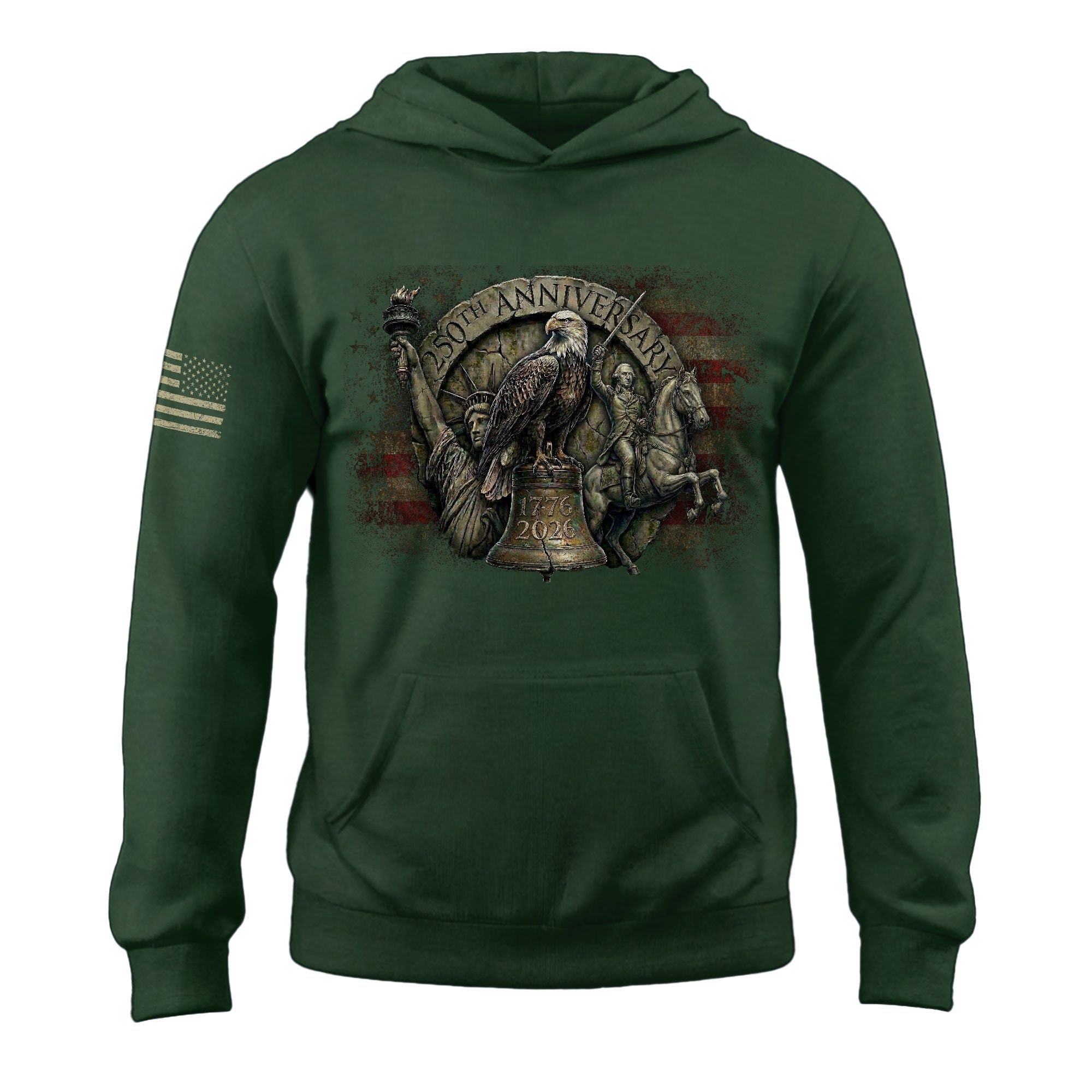 USA 250th Anniversary Hoodie 1776-2026 Liberty Bell George Washington Patriotic