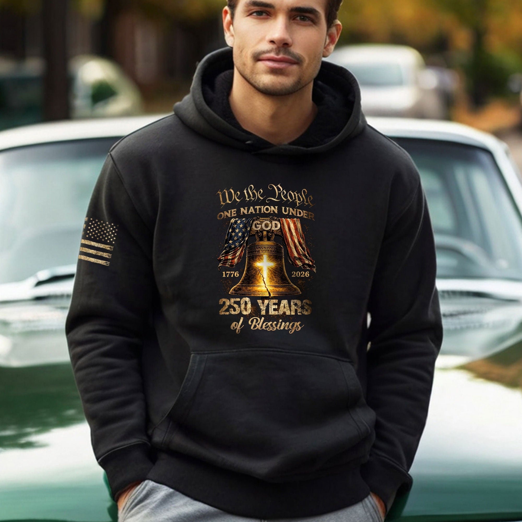 USA 250th Anniversary Hoodie 1776-2026 One Nation Under God We The People Liberty Bell