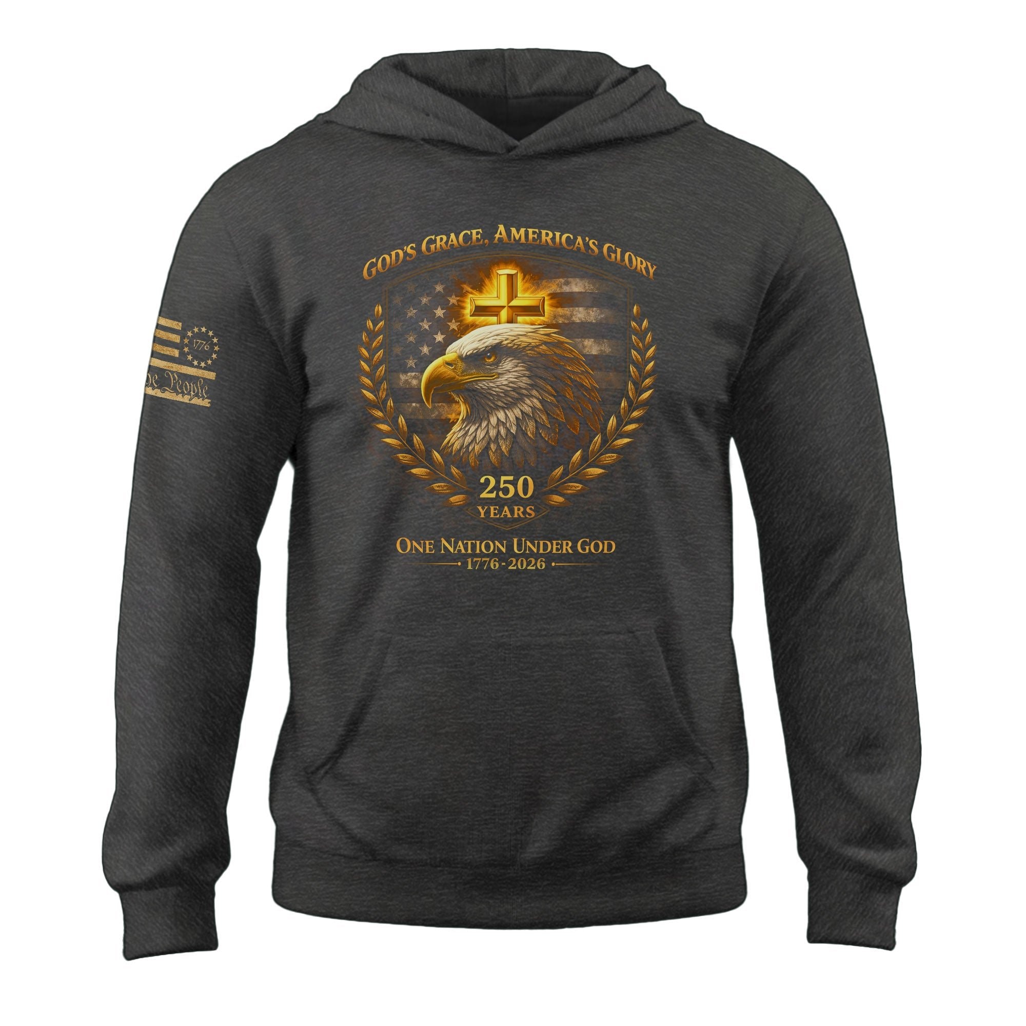 America 250th Anniversary Hoodie 1776-2026 Bald Eagle Christian Cross Unisex