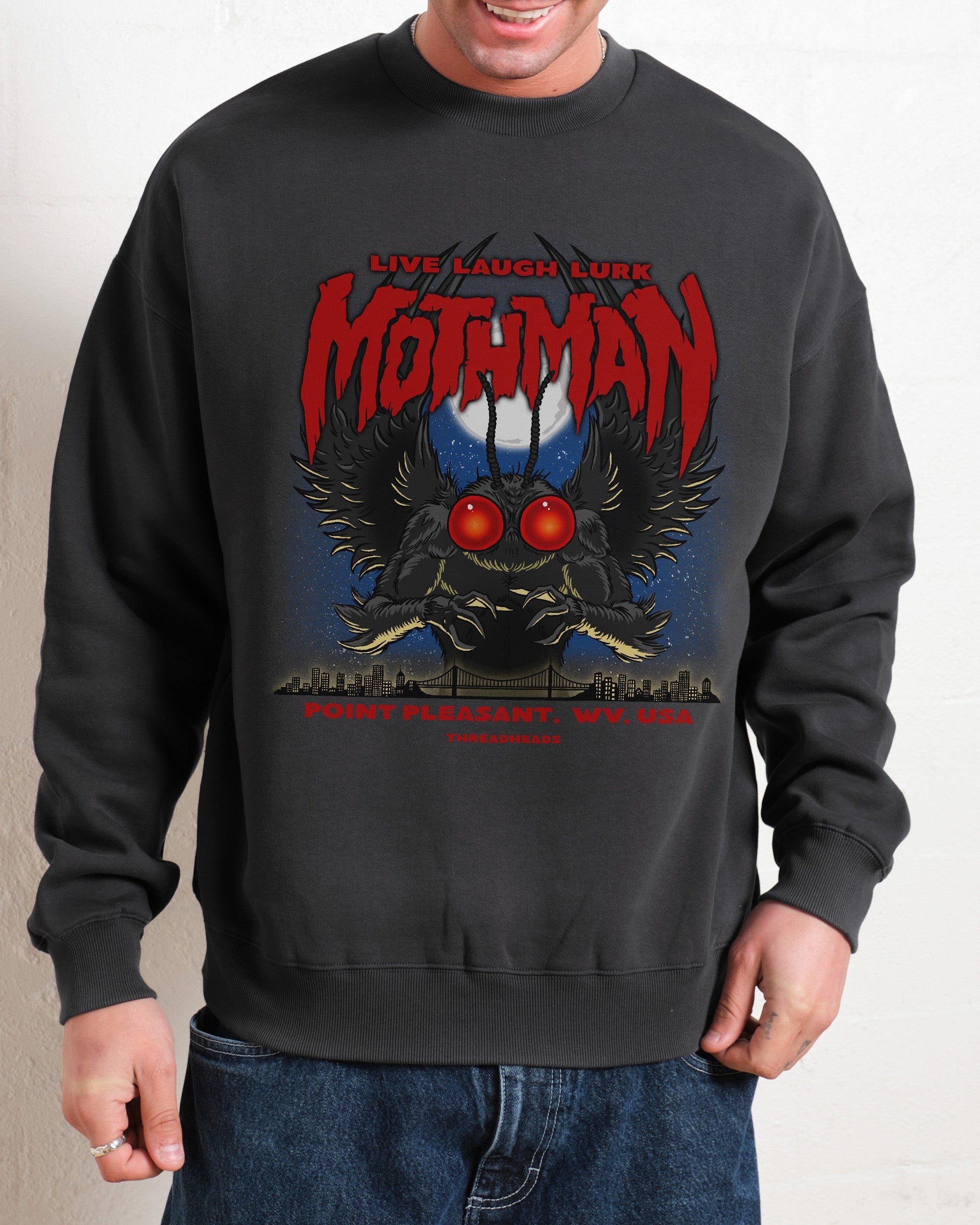 Mothman Live Laugh Lurk Unisex Sweatshirt - Premium 80% Cotton 340gsm