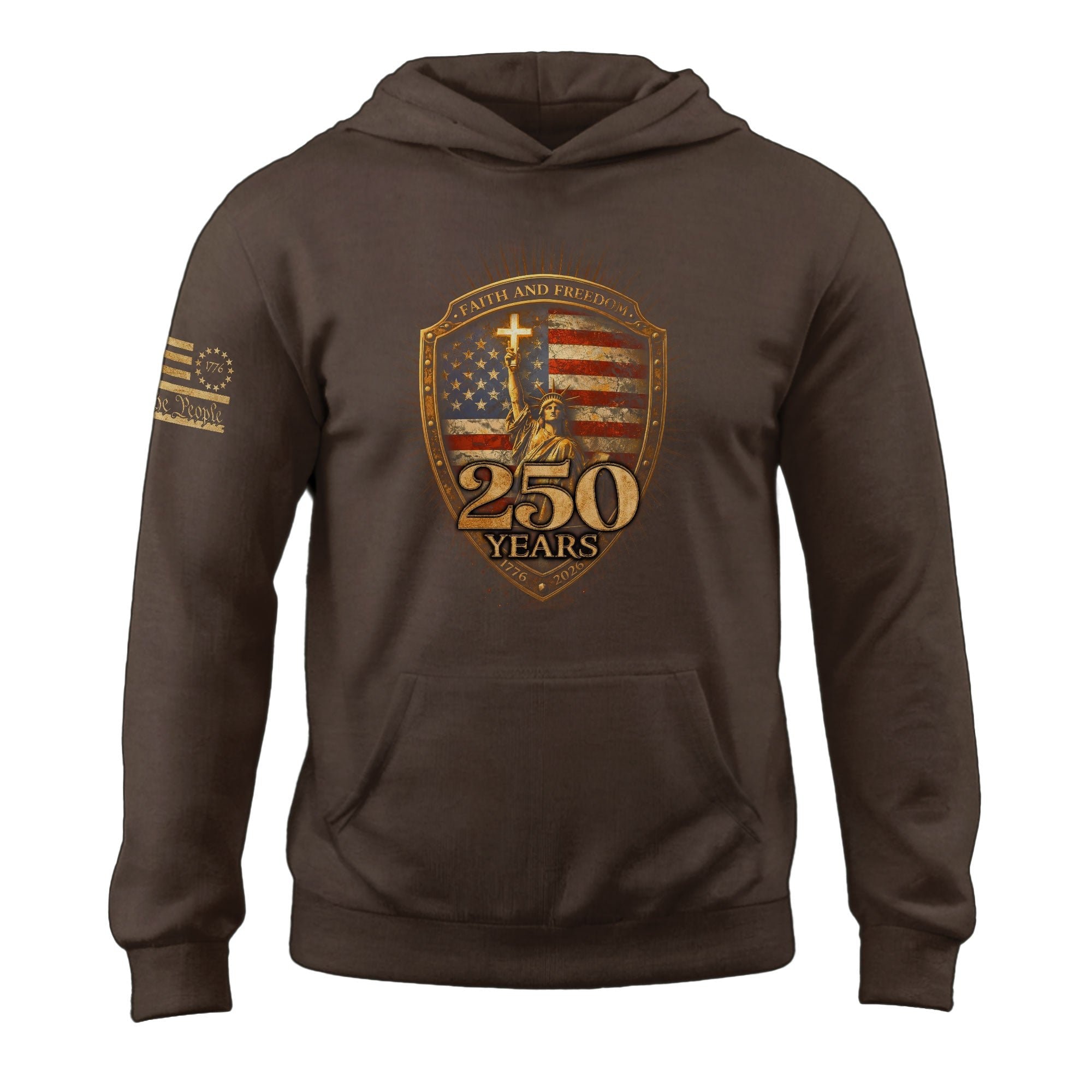 USA 250th Anniversary Hoodie 1776-2026 Statue of Liberty Faith Freedom Christian