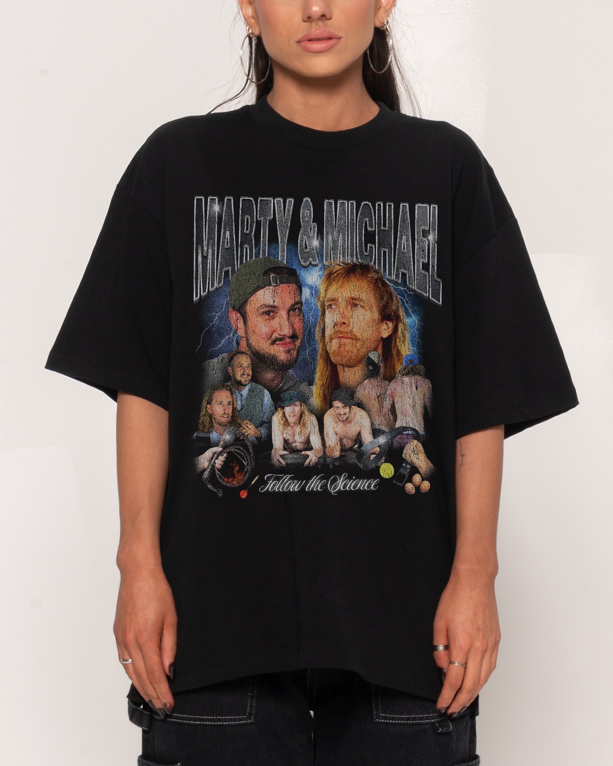 Marty & Michael Bootleg Oversized Graphic Tee - 90s Boxy Fit Heavyweight 100% Combed Cotton