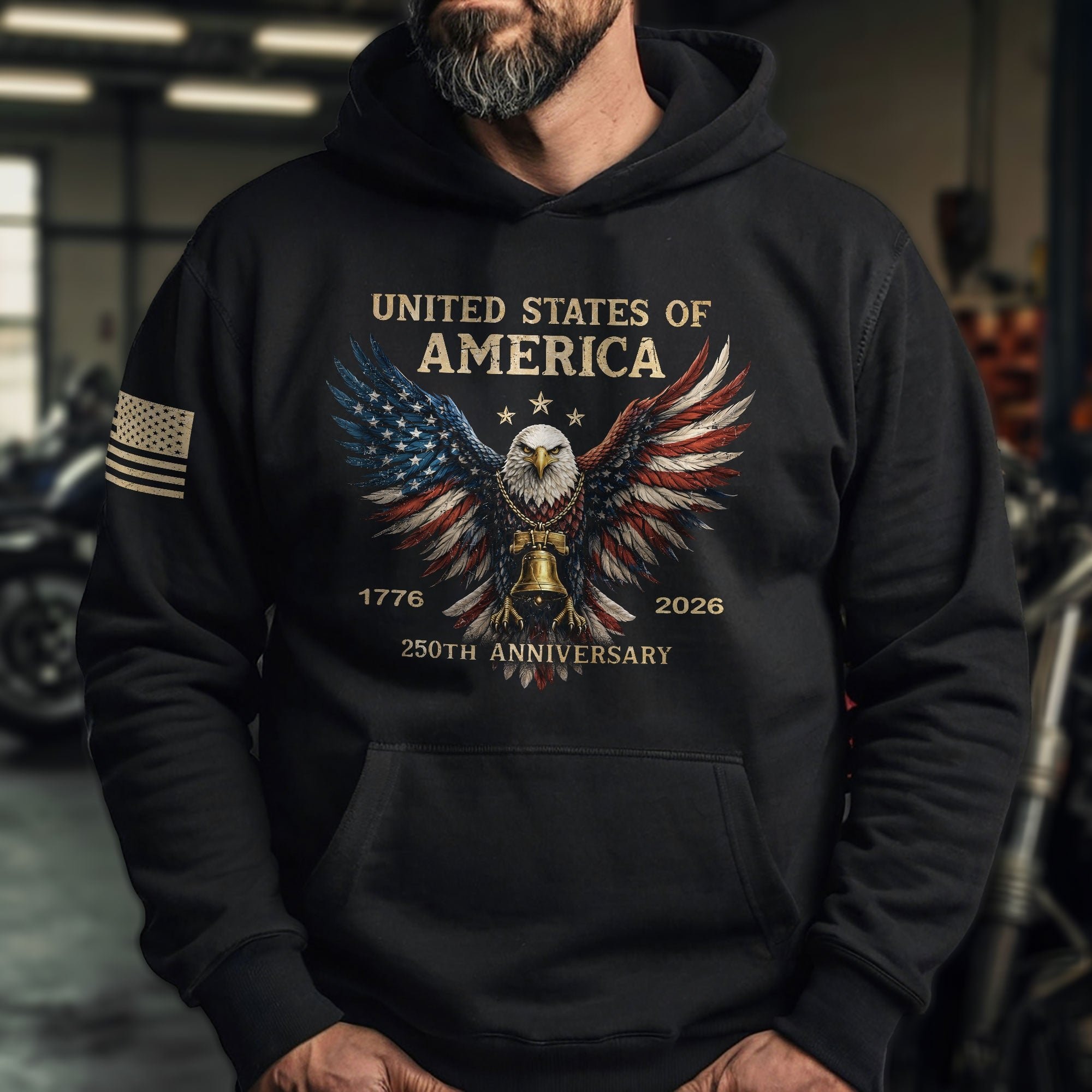 250th Anniversary USA Hoodie 1776-2026 Vintage American Heritage