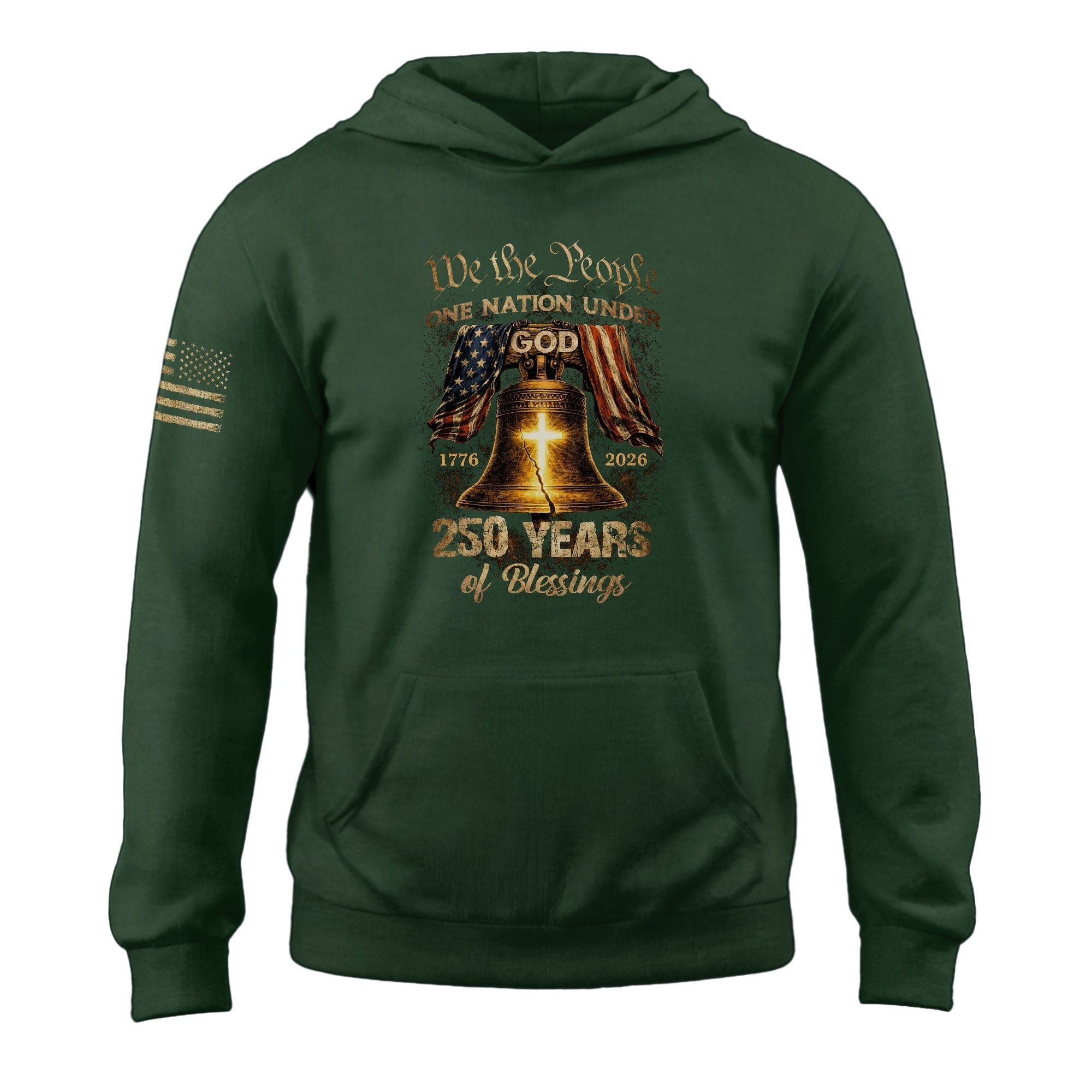 USA 250th Anniversary Hoodie 1776-2026 One Nation Under God We The People Liberty Bell