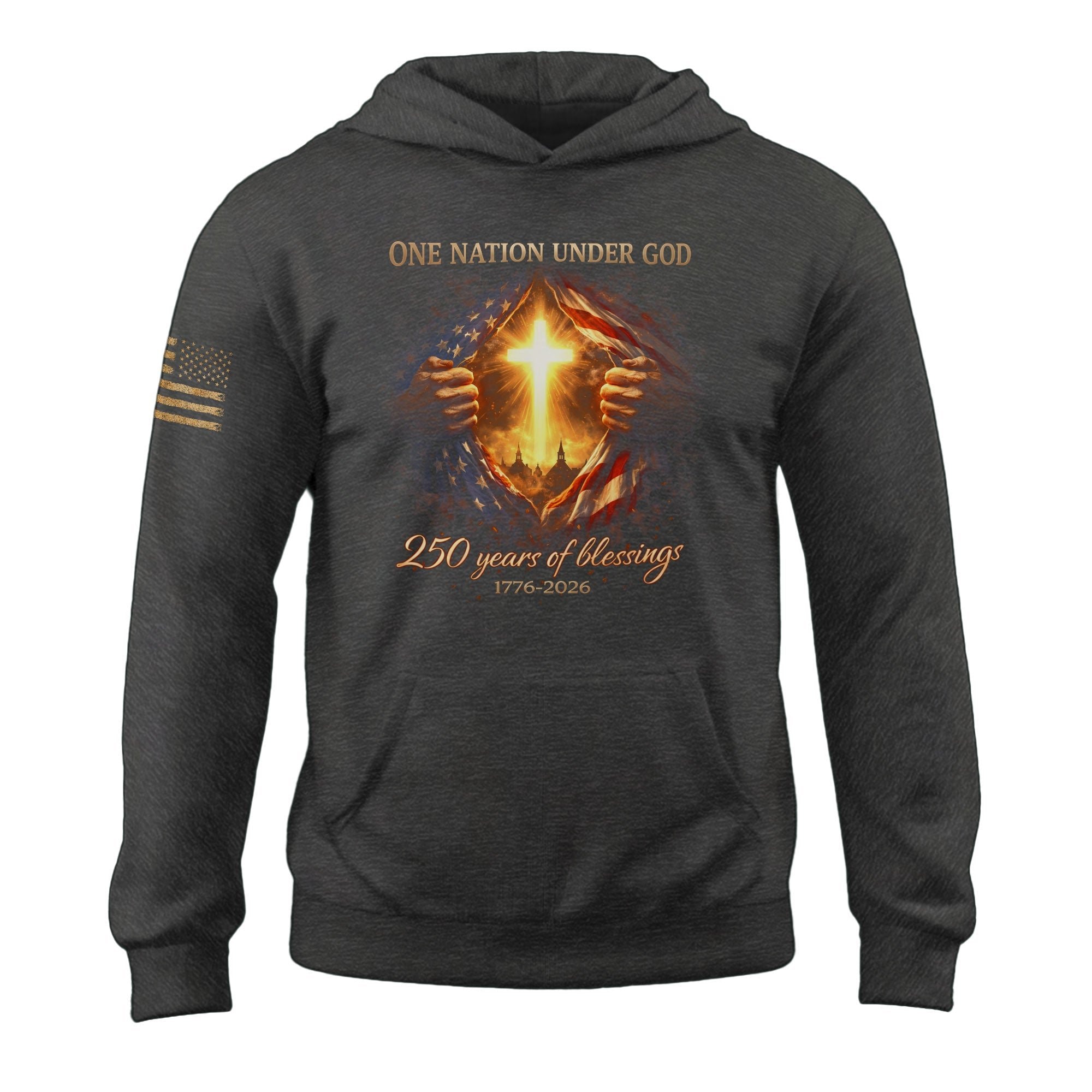 USA 250th Anniversary Semiquincentennial Hoodie 1776-2026 Jesus American Flag Christian Patriotic