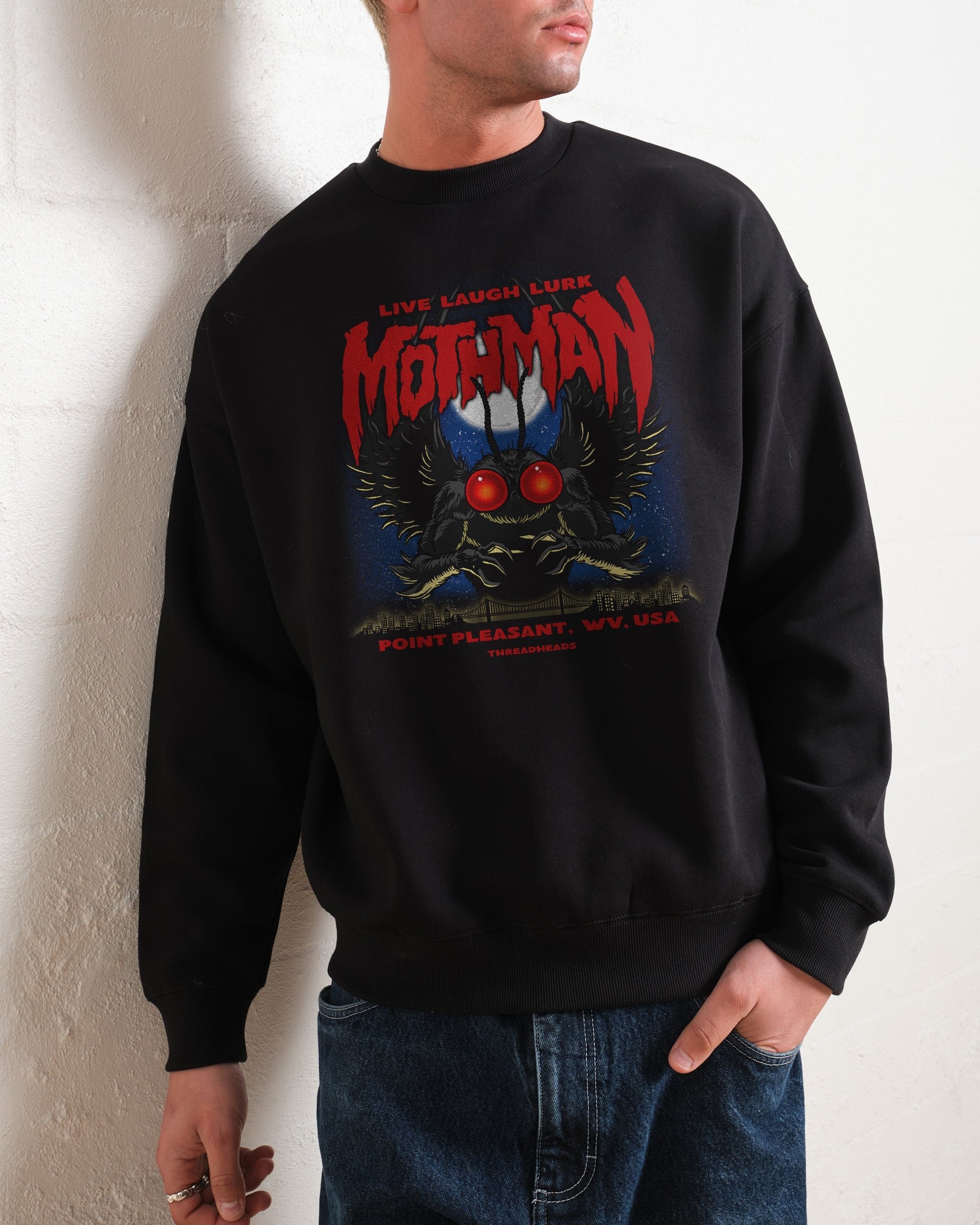 Mothman Live Laugh Lurk Unisex Sweatshirt - Premium 80% Cotton 340gsm