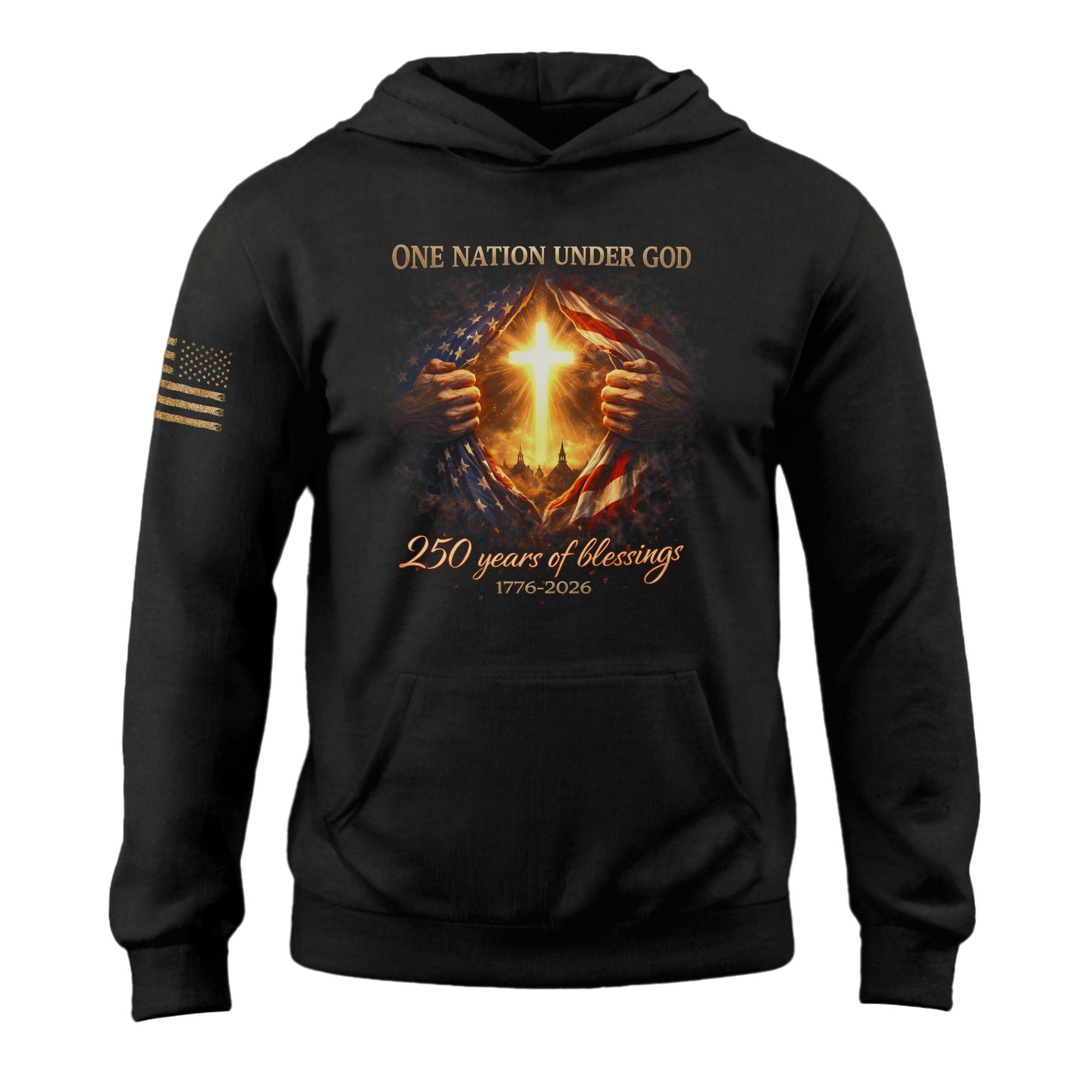 USA 250th Anniversary Semiquincentennial Hoodie 1776-2026 Jesus American Flag Christian Patriotic
