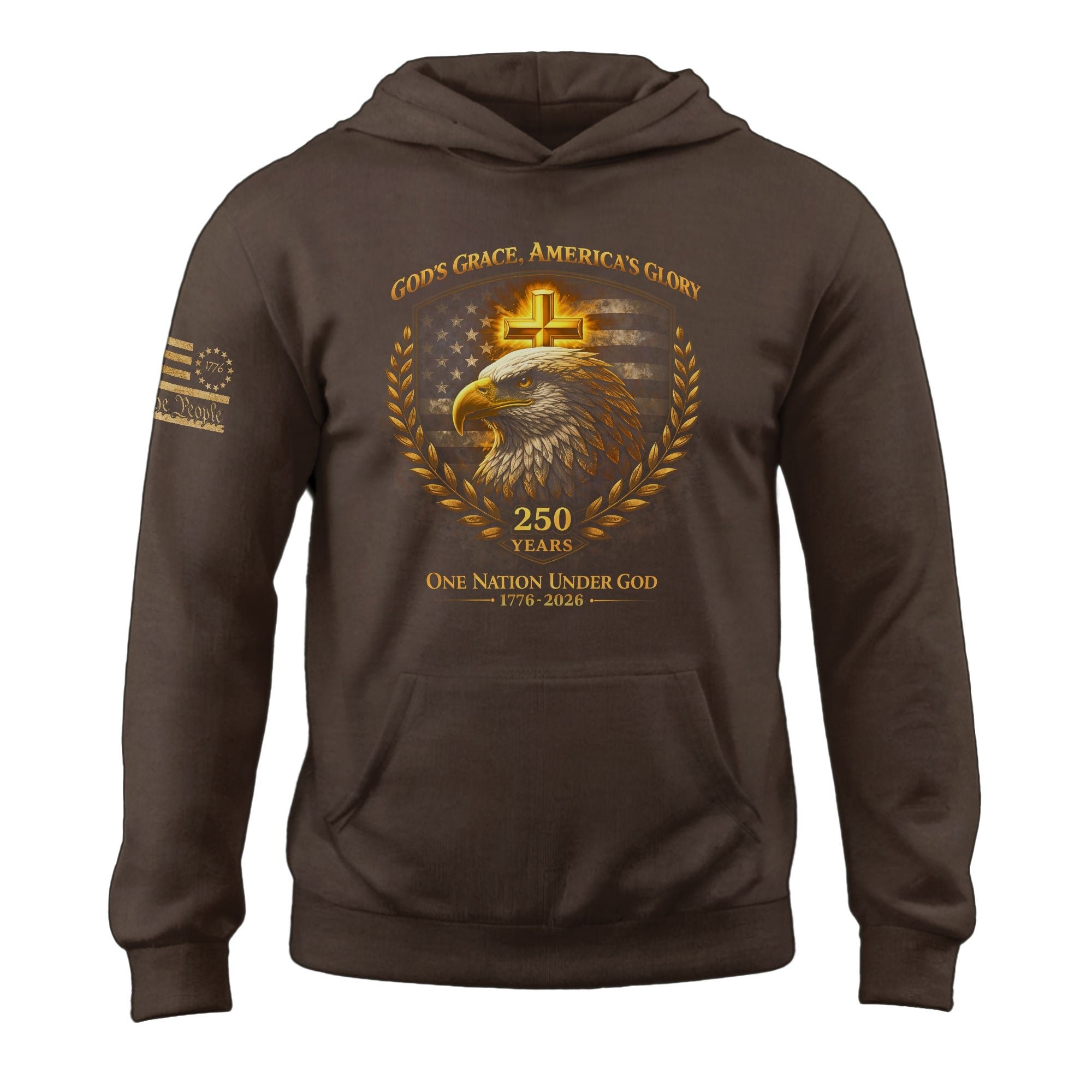 America 250th Anniversary Hoodie 1776-2026 Bald Eagle Christian Cross Unisex