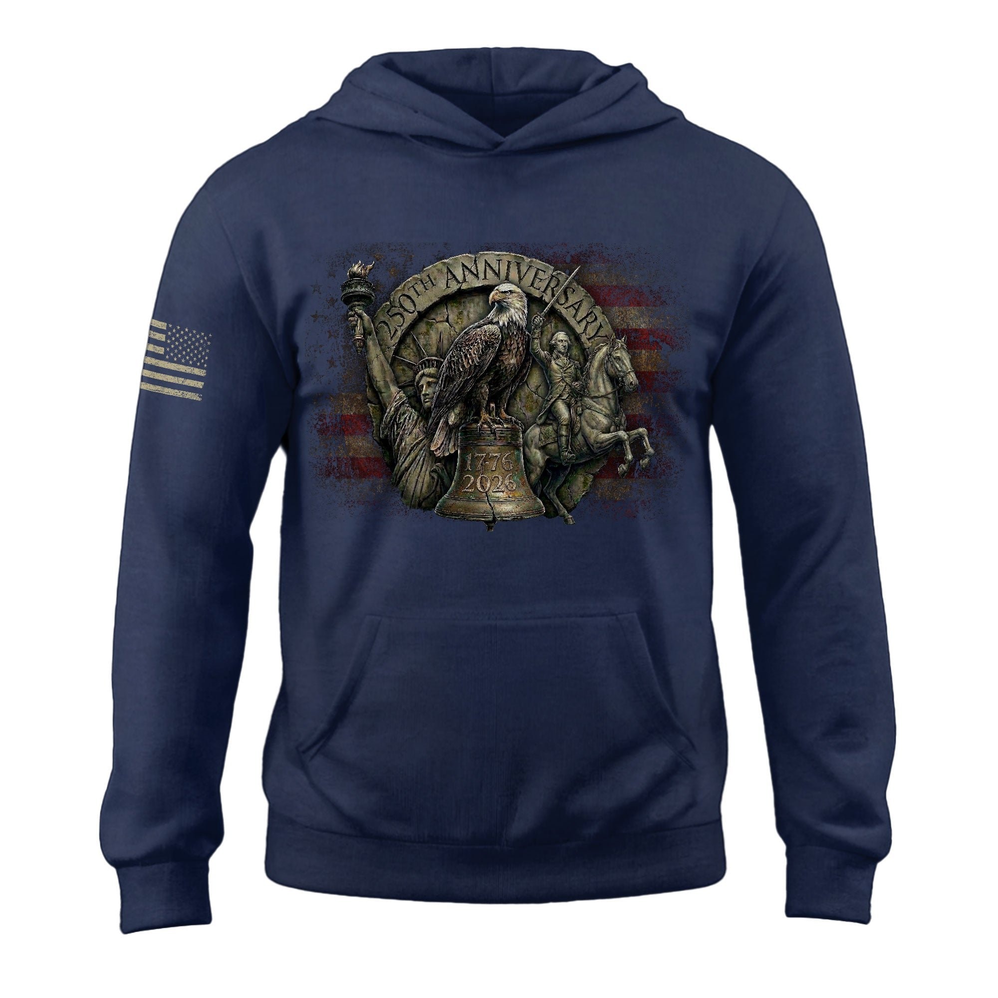 USA 250th Anniversary Hoodie 1776-2026 Liberty Bell George Washington Patriotic