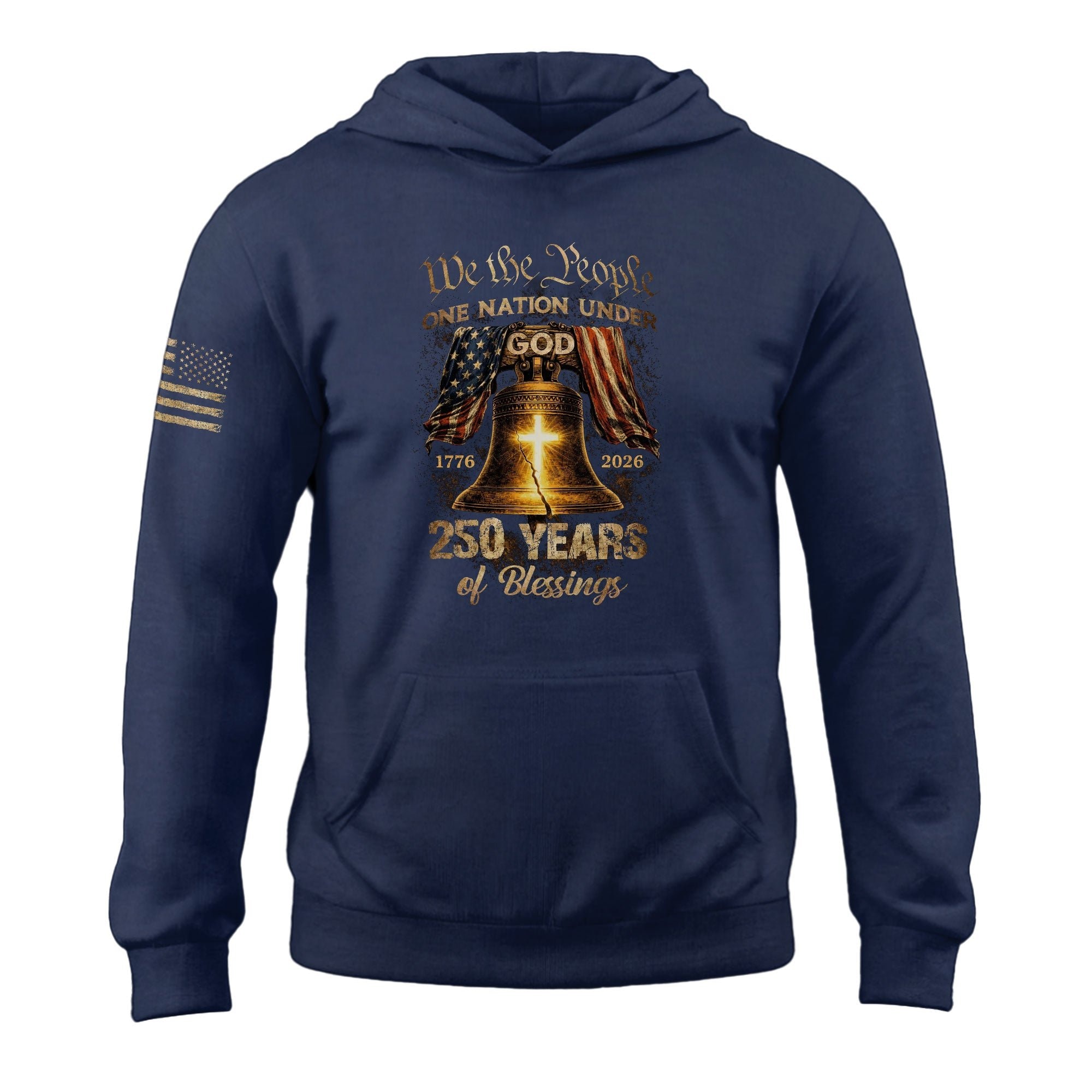 USA 250th Anniversary Hoodie 1776-2026 One Nation Under God We The People Liberty Bell