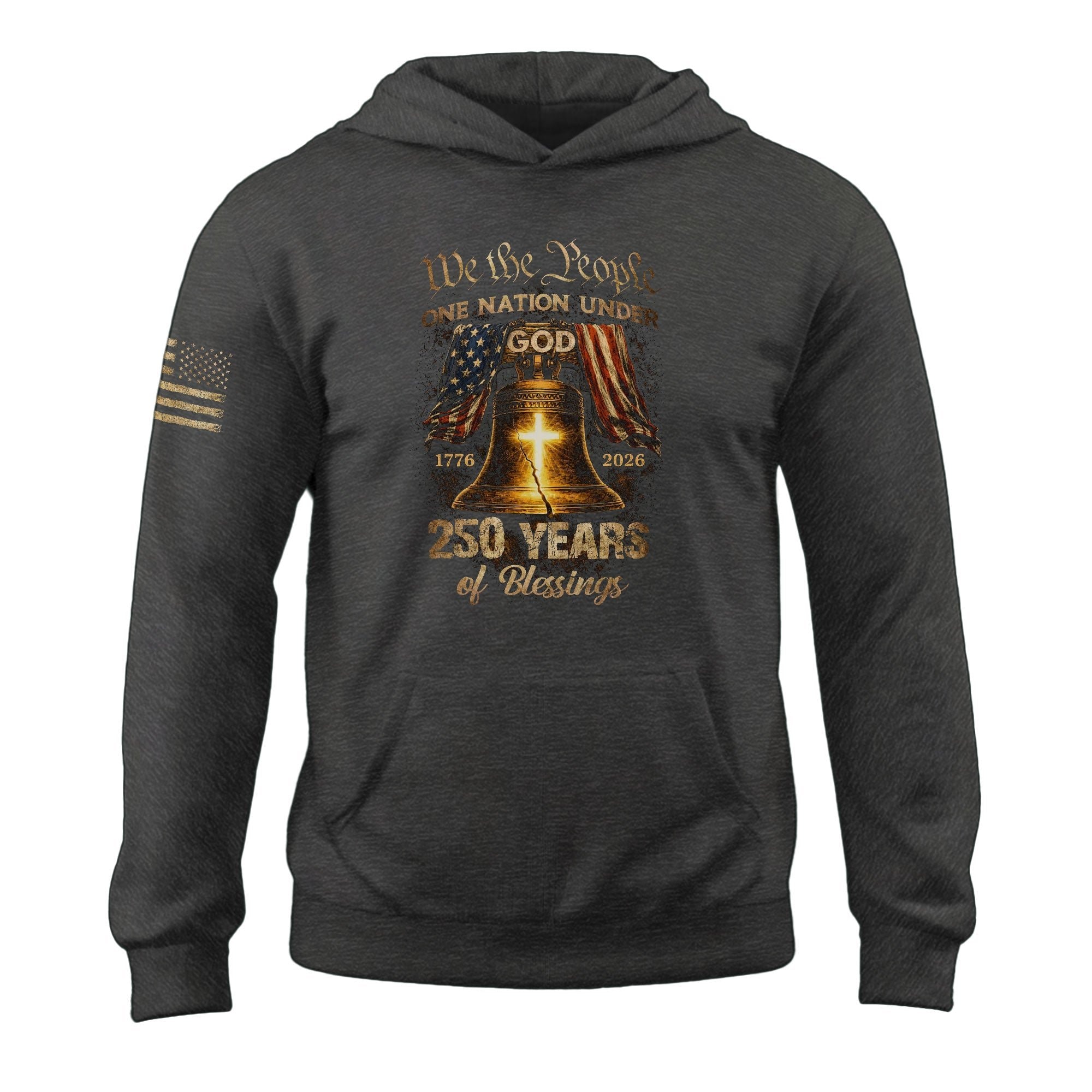USA 250th Anniversary Hoodie 1776-2026 One Nation Under God We The People Liberty Bell