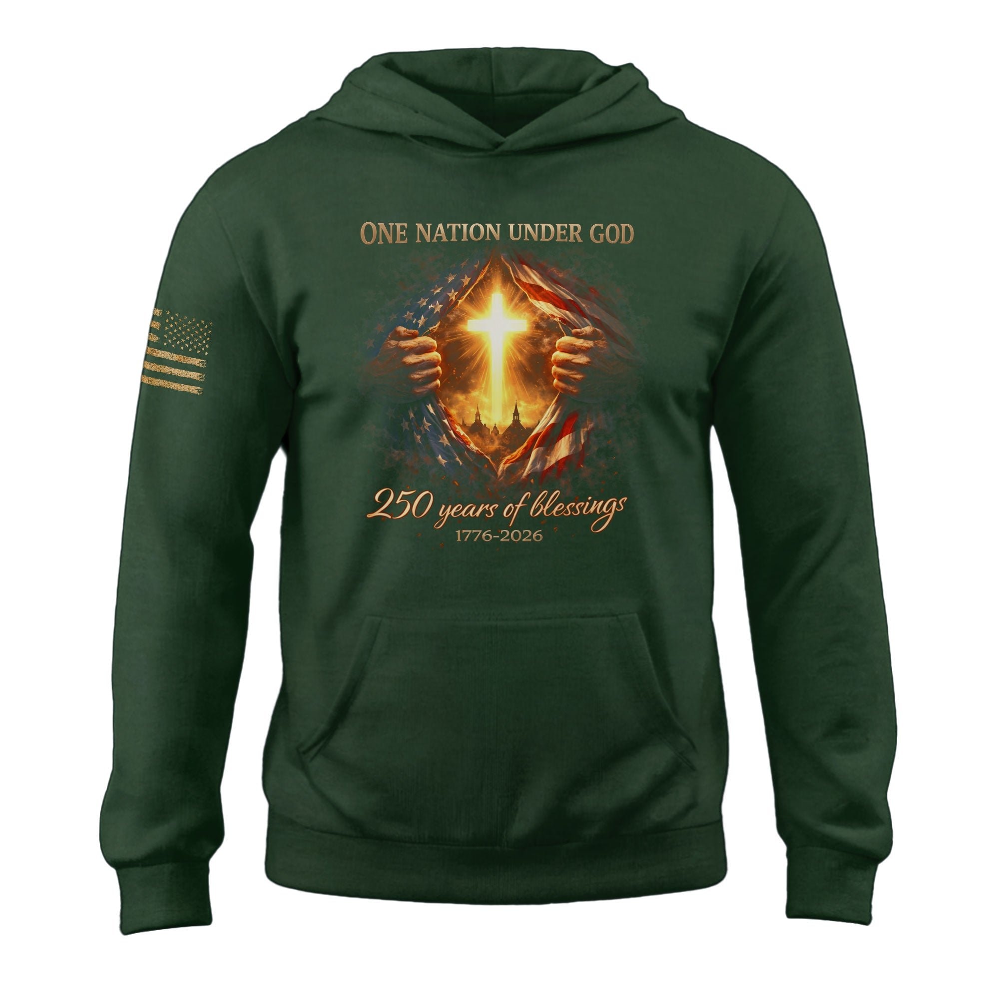 USA 250th Anniversary Semiquincentennial Hoodie 1776-2026 Jesus American Flag Christian Patriotic
